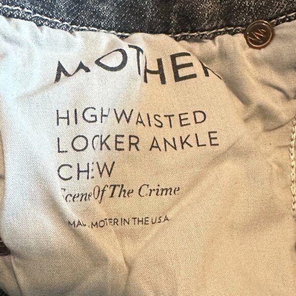 Mother High Waisted Looker Ankle Chew Scene of the Crime Grey Jeans Size 24 - Picture 14 of 14
